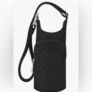 Travelon Anti-Theft Boho Insulated Water Bottle Tote Crossbody Black Pre Owned